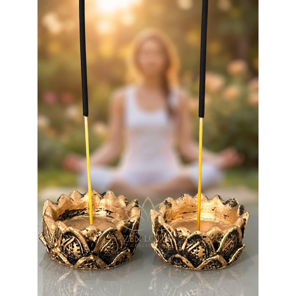 2 Castiçal Flor de Lótus Incensário Decoração com Elegancia