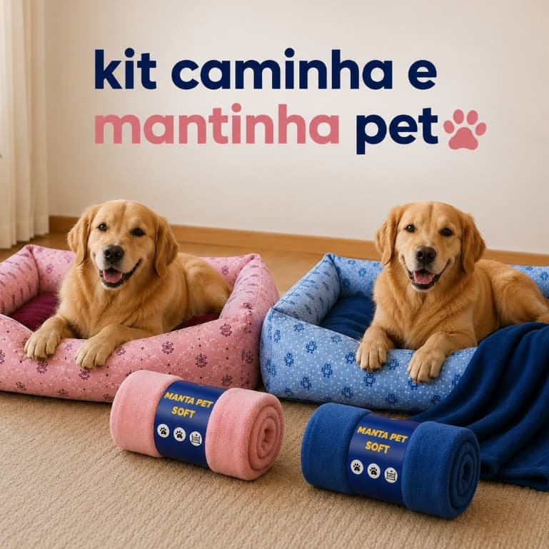 Kit Caminha + Mantinha Macia e Quente para Cachorro e Gato Alta Qualidade e Durabilidade