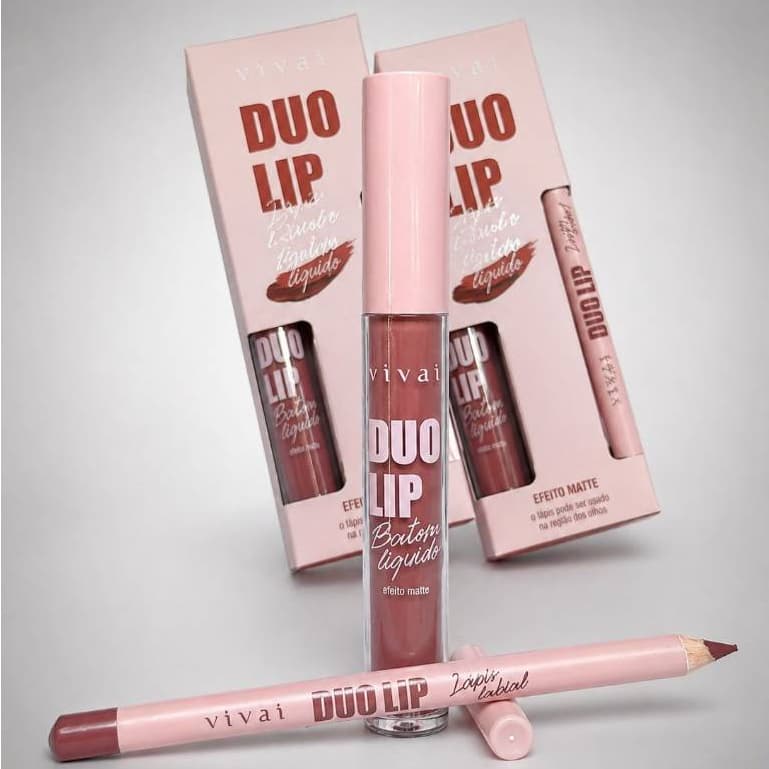 Vivai Duo Lip Balm + Batom Líquido 2 em 1 Efeito Matte Hidratante- Batom + lápis labial