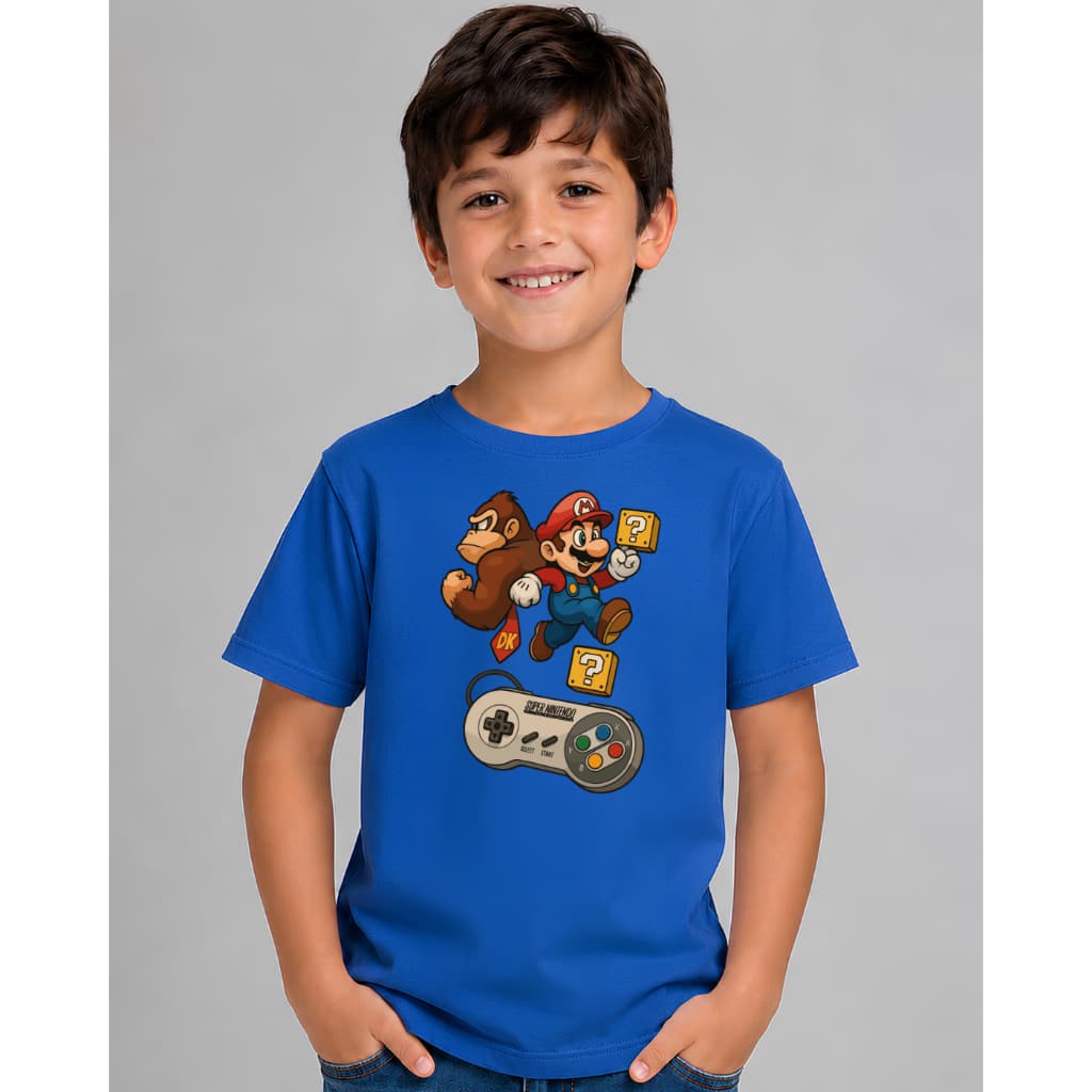Camiseta Infantil Mario Game 100% Algodão
