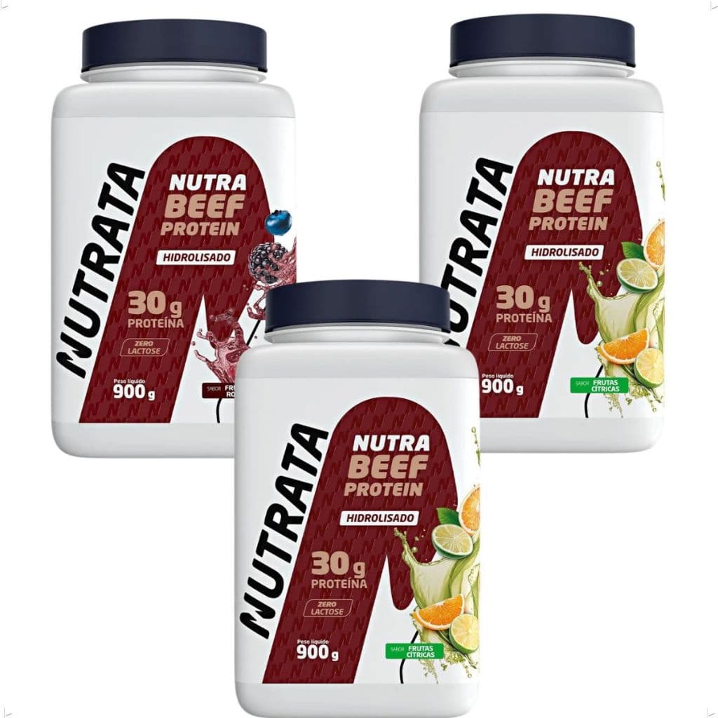 Nutrata Nutra Beef Proteins 900g Sabores Frutas Roxas/ Frutas Tropicais/ Frutas Citricas