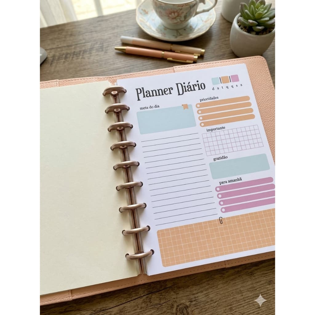 REFIL Planner Diário para Caderno de Discos tipo Inteligente Joy Somente as folhas