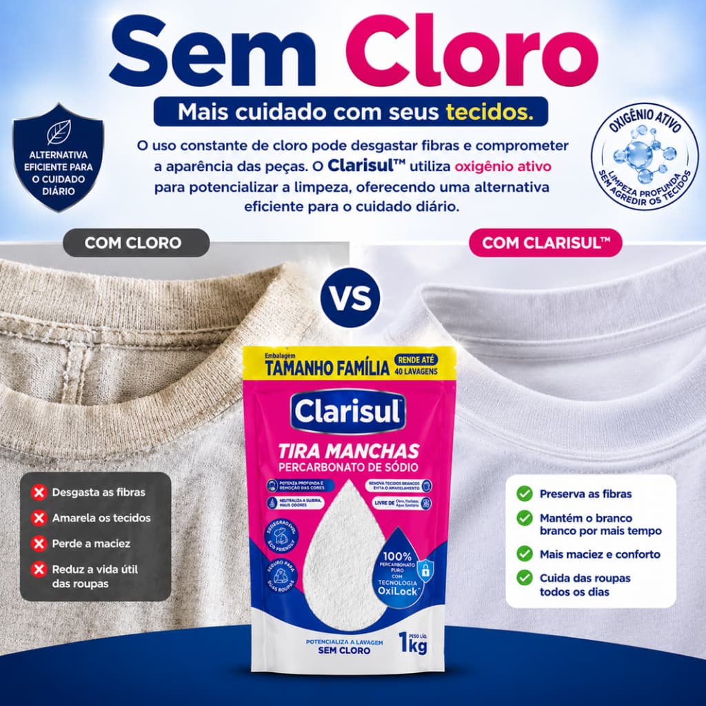 Calisul Percarbonato de Sódio 2kg - Remove Manchas e Odores com Oxigênio Ativo