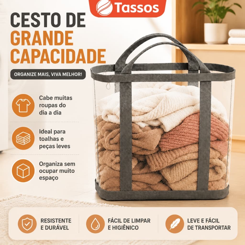 TASSOS Cesto de Roupa Suja Grande Capacidade Malha Ventilada Organizador Multiuso Resistentepara Lavanderia, Roupas