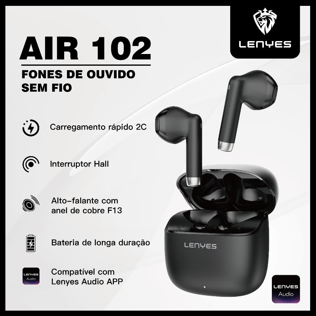 Fones de ouvido Bluetooth 5.4 | Bateria com duração de 20 horas | Compatível iOS e Android LENYES