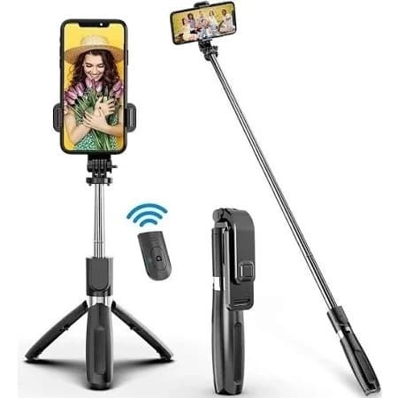 Mini Bastão de Selfie Dobrável OR-1678 com Tripé Integrado e Controle Remoto Bluetooth Portátil