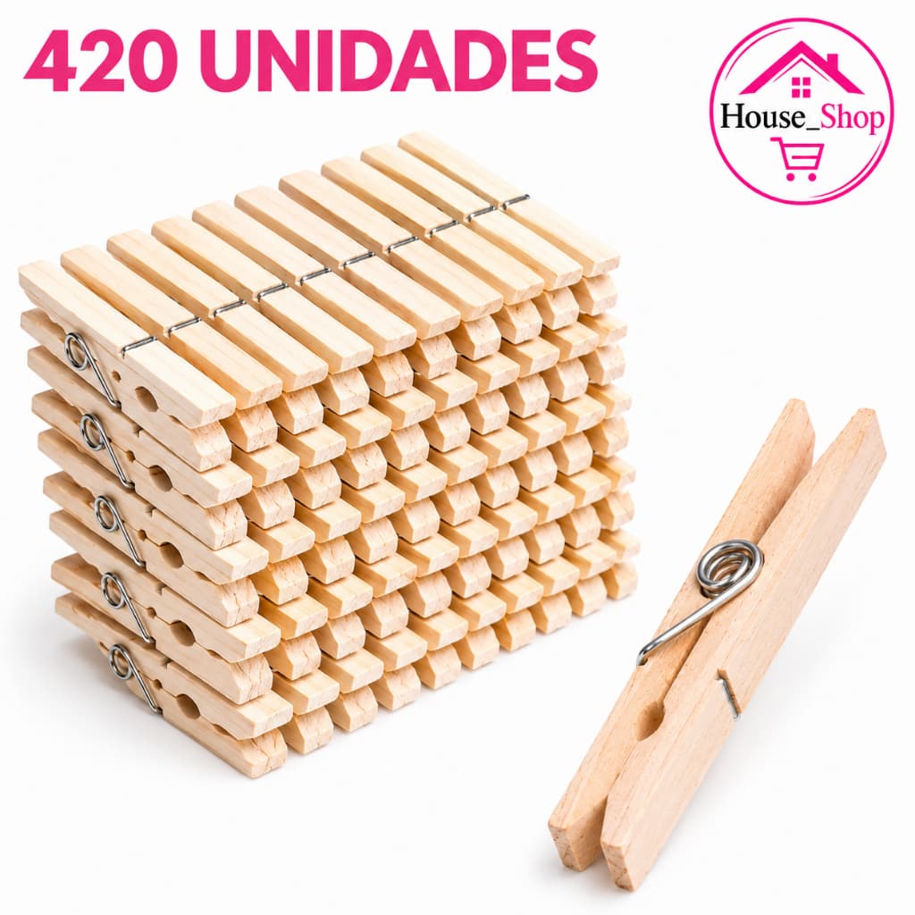 420 Unidades de Prendedor De Roupas, Madeira