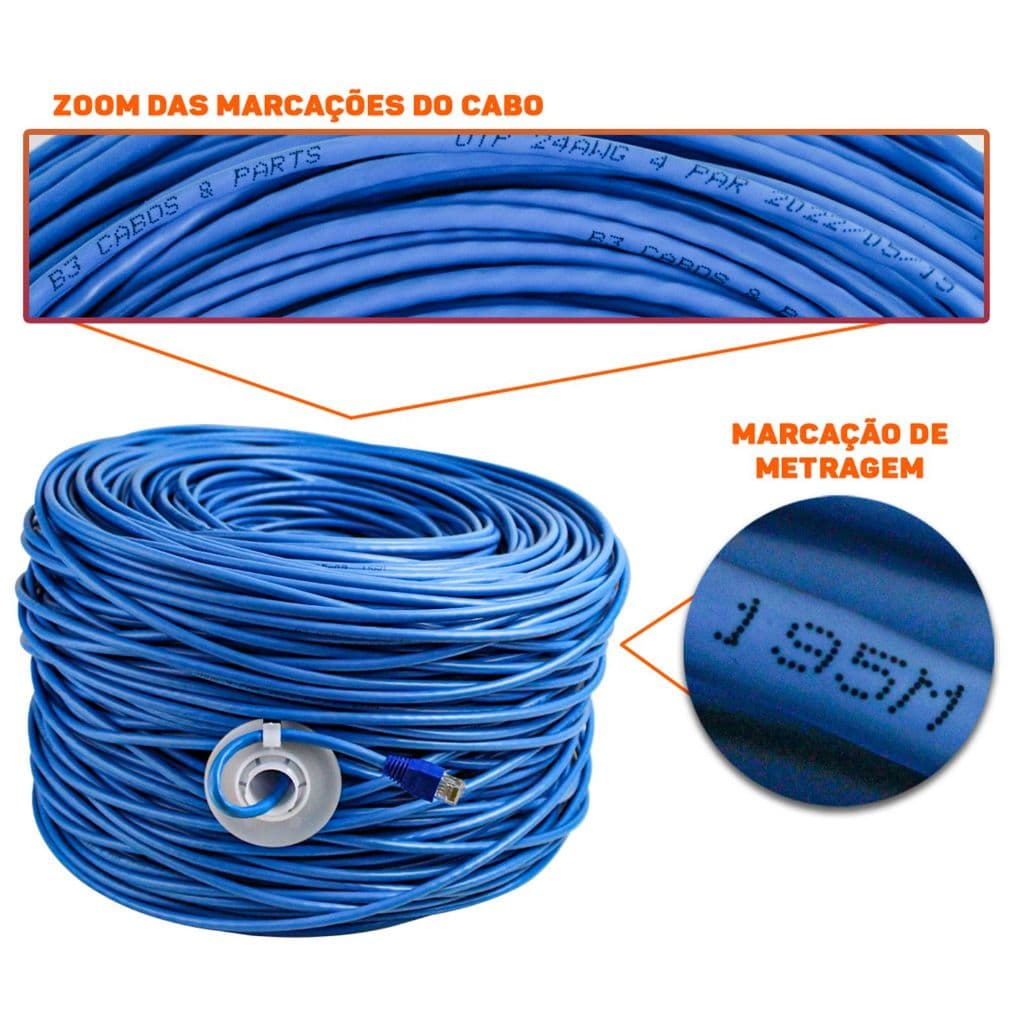 Caixa Cabo Trançado P/alarme Cftv C5 Azul Com 305 Mts