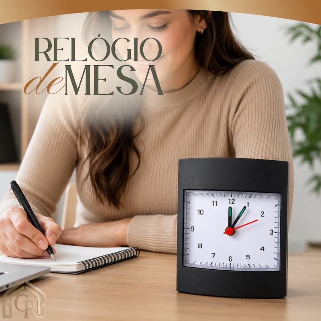 Relógio Mesa Quadrado 10cm Design Moderno Compacto Preto Silencioso