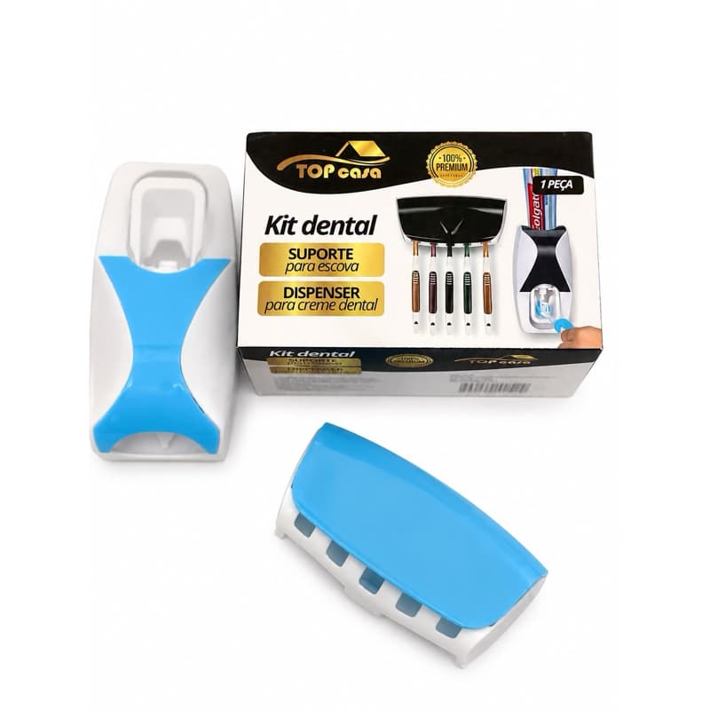 Kit Porta Escovas de Dente Com Dispenser Automático de Creme Dental Organizador Banheiro Sem Furação