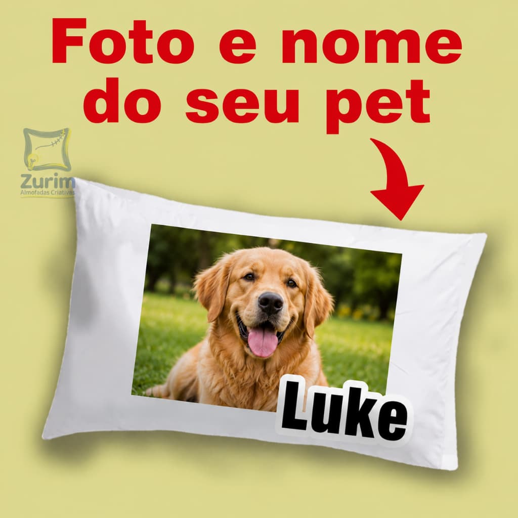 Mini Almofada Pet Personalizada com nome - Frente e verso - Com Zíper