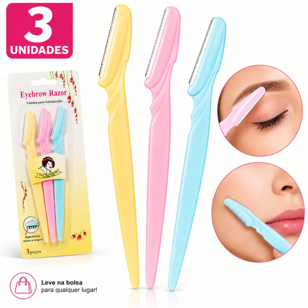 Lâminas Sobrancelha e Rosto Kit Com 3 Navalha Depilação Dermaplaning design