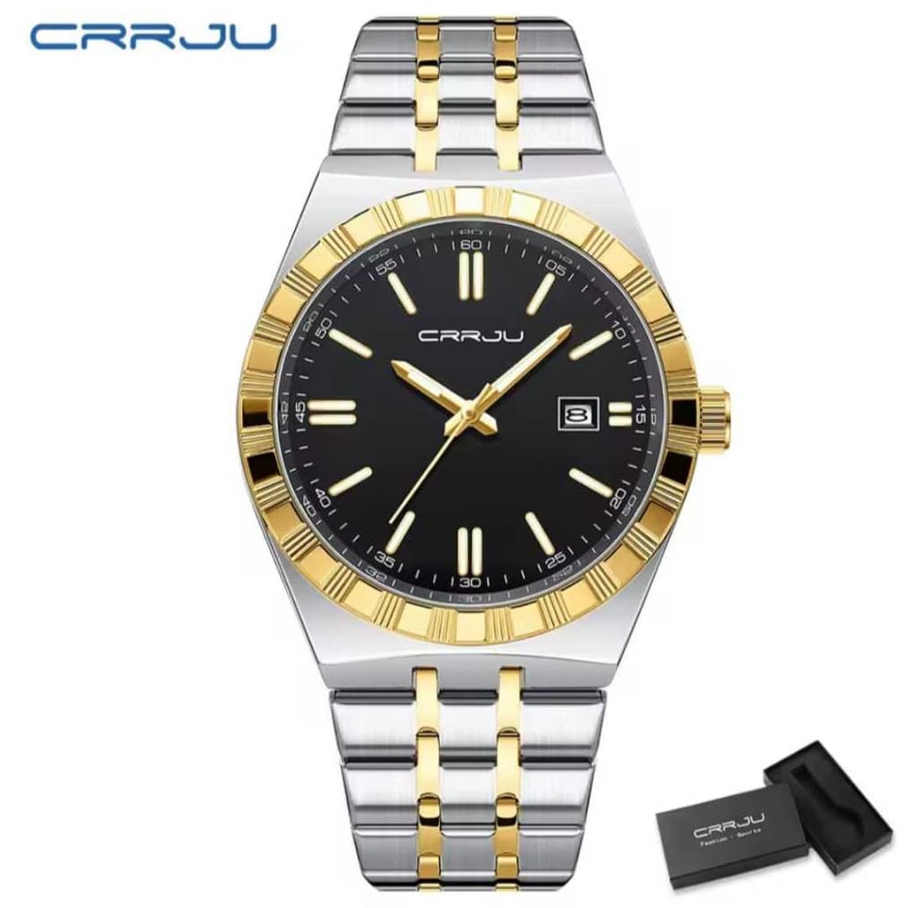 Relógio masculino analógico prateado com design elegante Coroa de aço inoxidável com resistência superior Caixa inox