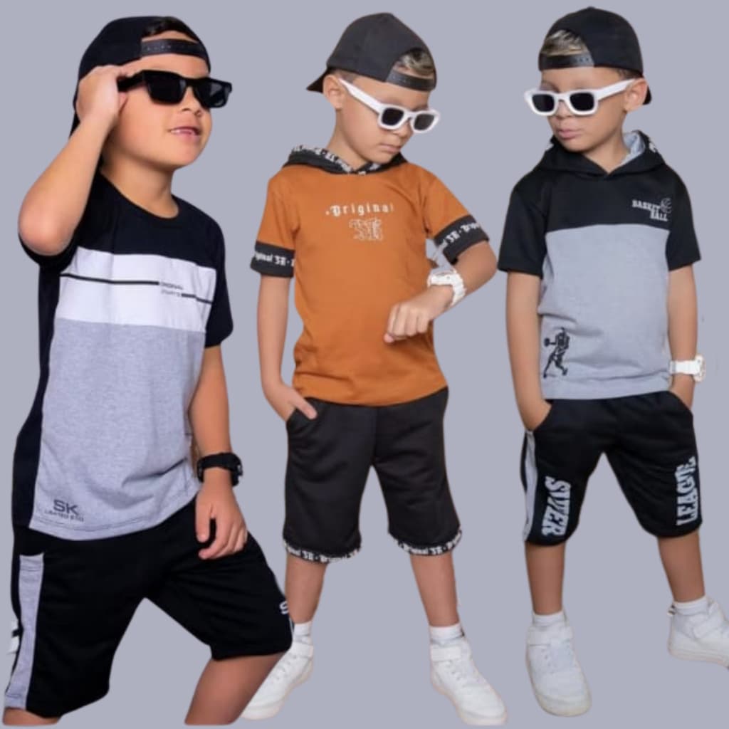 Conjunto Infantil Juvenil Masculino Verão Lançamento do 2 ao 14 anos