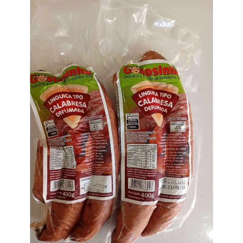 LINGUIÇA CALABRESA DEFUMADA  800g SEM GLÚTEN