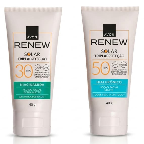 Protetor solar facial Renew sem cor Avon 40g (escolha)