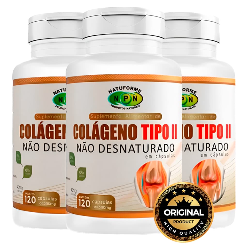 Kit 03 Colágeno Tipo 2 360 Cápsulas Articulação Cartilagem Artrite Artrose - 03 POTES