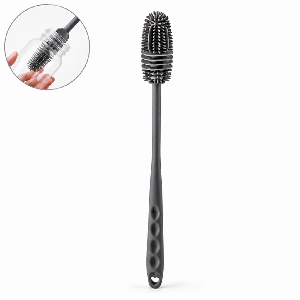 Kit 3 Escovas de Silicone para Garrafas, Mamadeiras e Copos – Seguro para Bebês, Fácil Limpeza e Durável