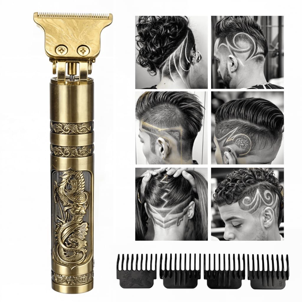 Máquina de Cortar Cabelo Profissional Sem Fio - Kit Barbeiro com Pentes e Acessórios para Fade e Careca