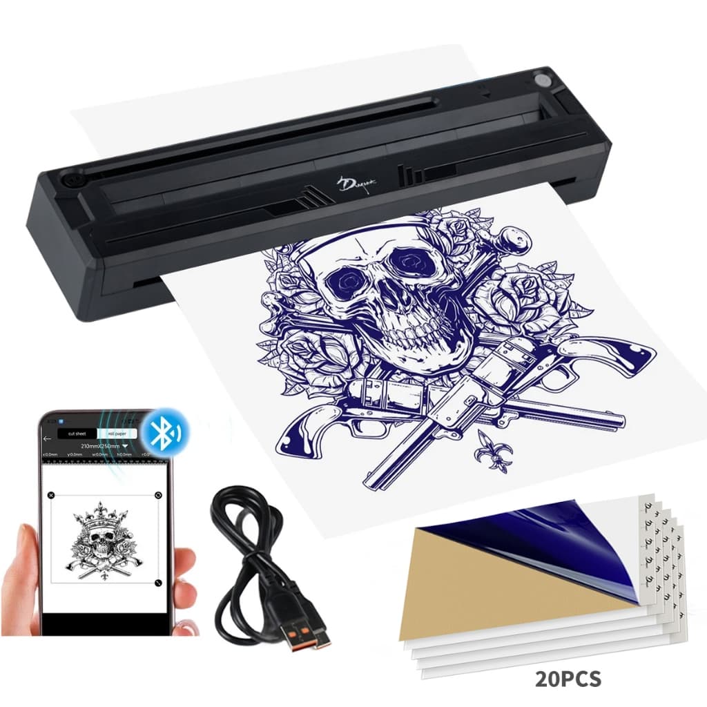 lmpressora Térmica tattoo A4 De Transferência Stencil Papel Para Tatuagem Bluetooth  20 Papel