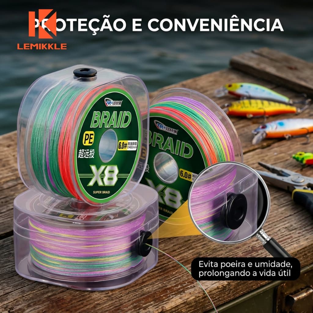 LEMIKKLE - Linha X12 100m - Alta Resistência e Durabilidade para Pescaria