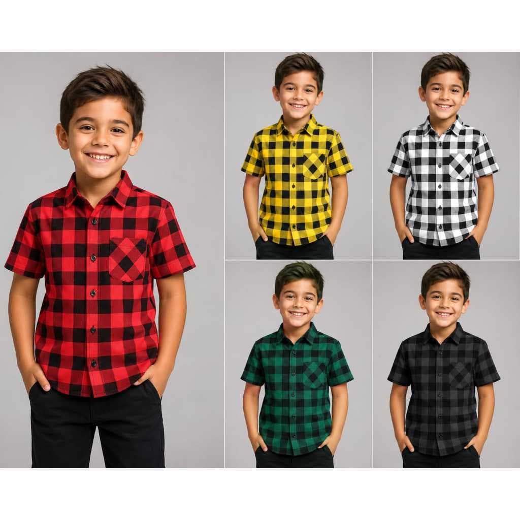 Camisa Xadrez Infantil Manga Curta  Festa Junina Camisa Junina Infantil Viscolinho Leve