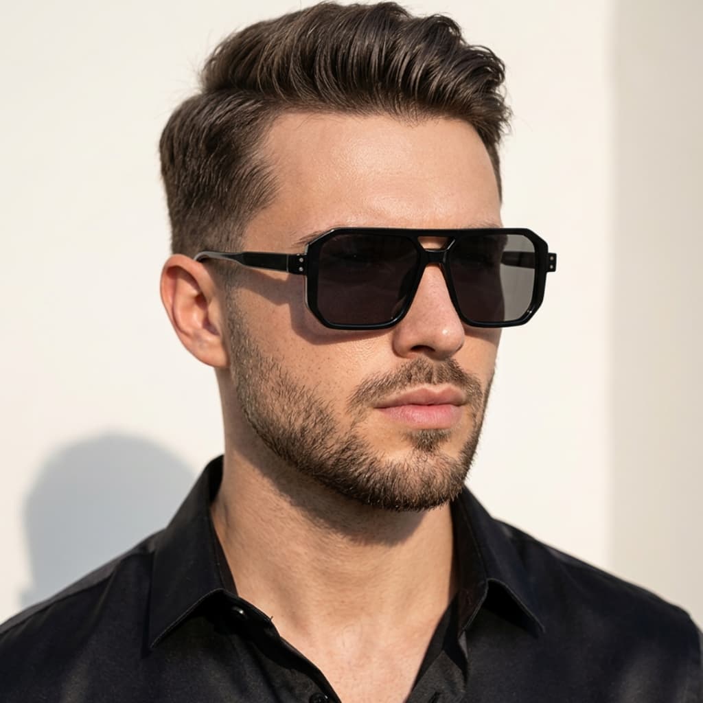 Óculos Aviador Quadrado Masculino Premium UV400 Moda Verão Tendência Unissex Luxo