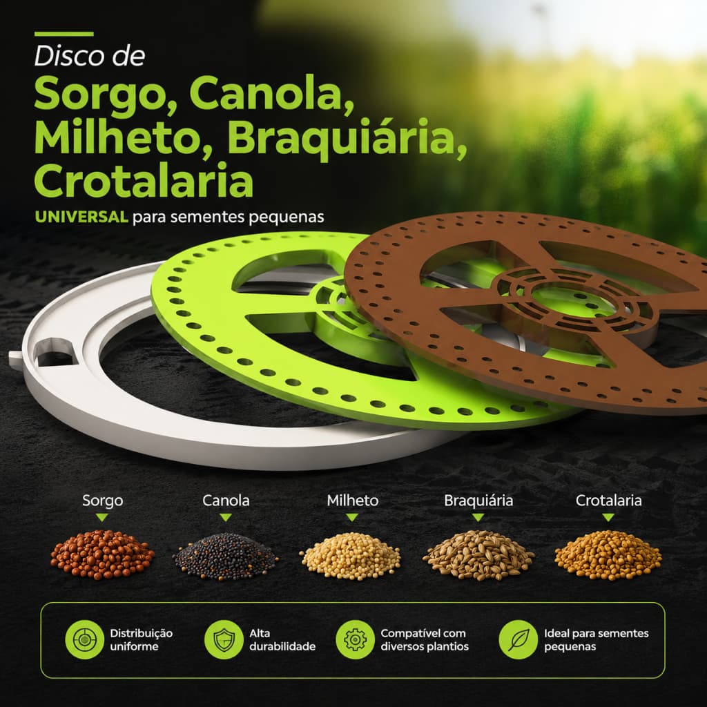 Disco de Sorgo, Canola, Milheto, Braquiária, Crotalaria