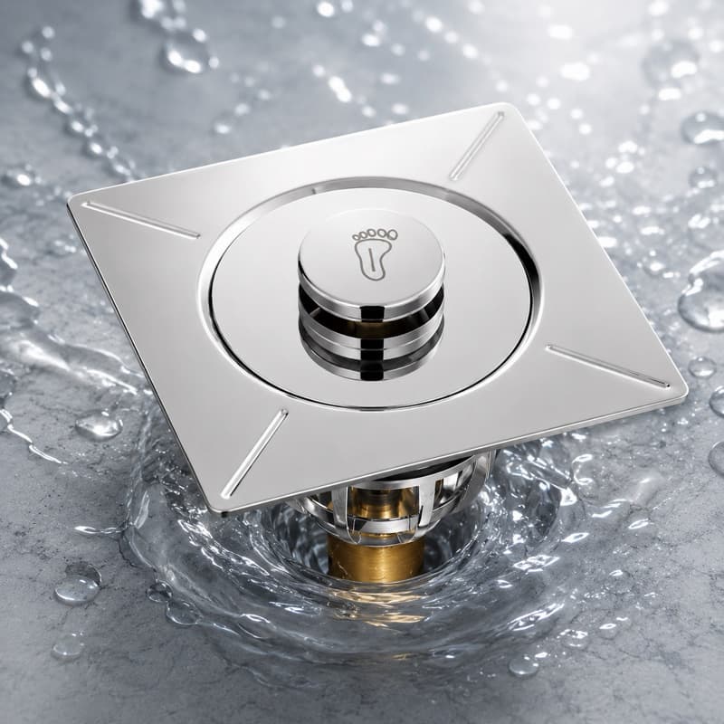Ralo Click Inteligente 10x10 cm Cromado Preto Dourado Inox Piso Banheiro Quadrado