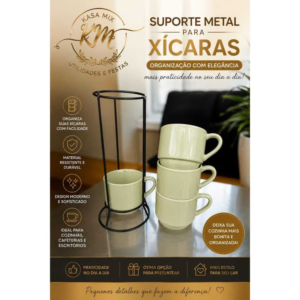 Suporte Metal para xicaras empilhavéis preto