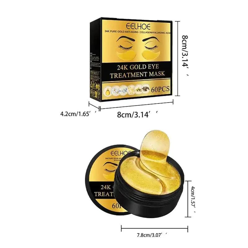 Máscara Hidratante para Olhos com Ouro 24k, 60 unidades/conjunto de Patches para Olhos Firmadores e Lifting, Adesivo Hid