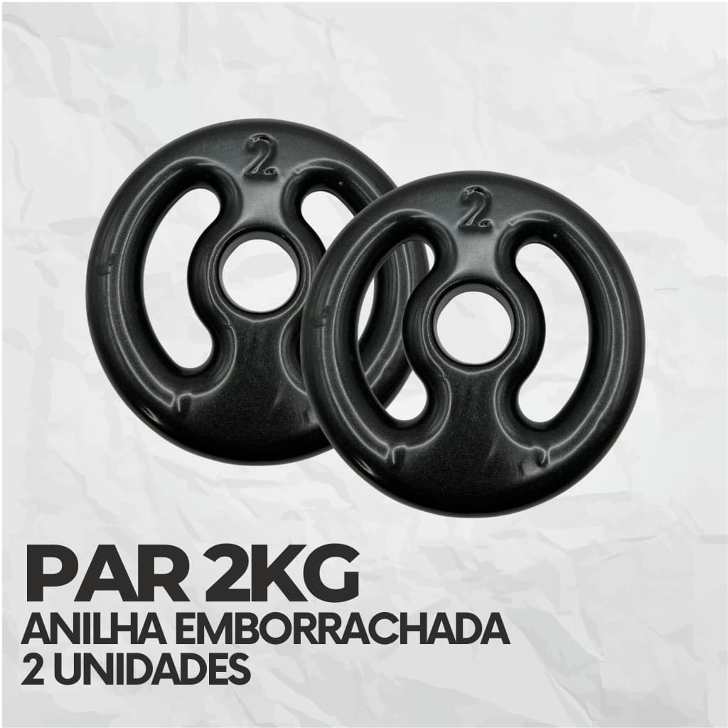 Par de Anilhas Emborrachadas 2kg Academia Musculação Para Barra
