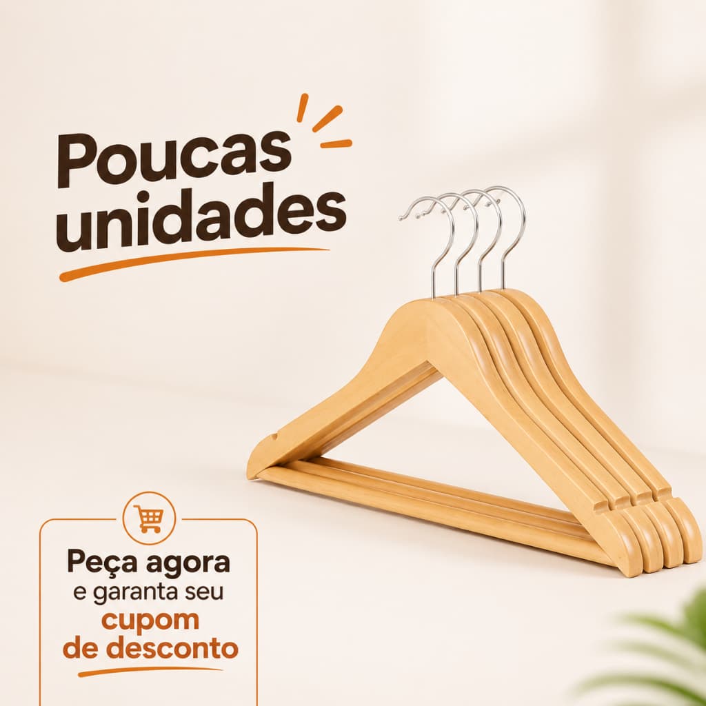 Kit 3 Cabides De Madeira Rachadura Design Especial Alças Roupa Organização