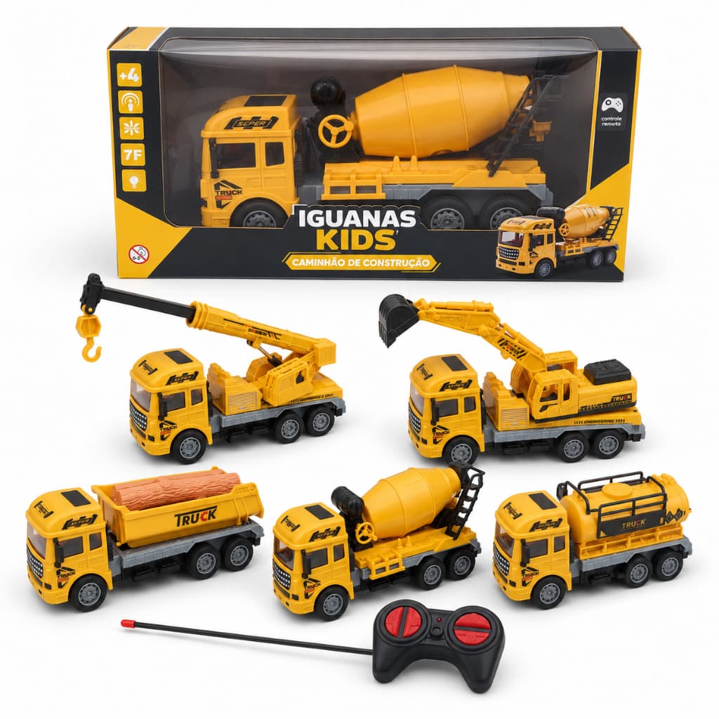 Caminhão Carrinho Controle Remoto Infantil Construção Carrinho Brinquedo Iguanas Kids