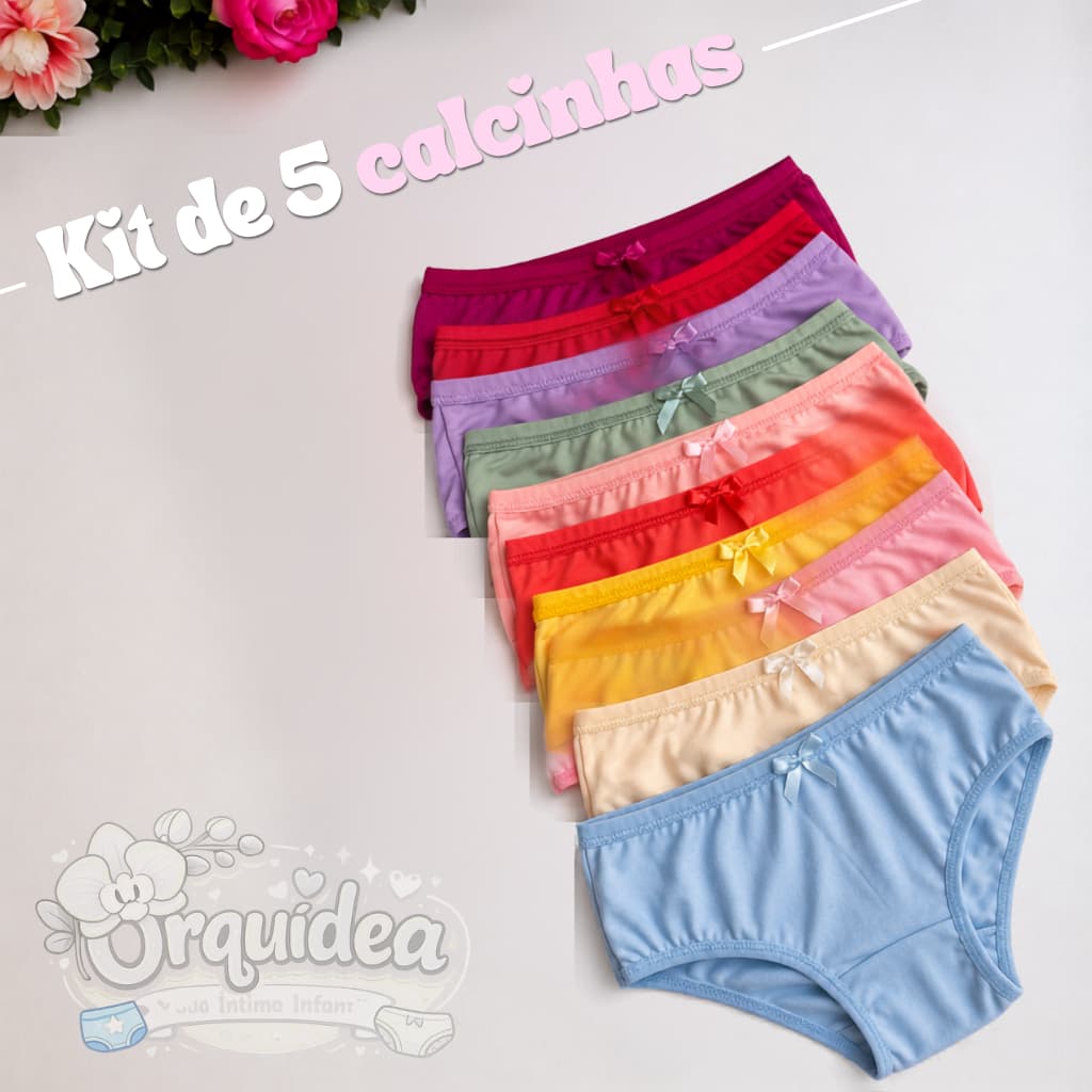 Kit 5 Calcinhas Femininas Lisas Confortável Macia Cintura Baixa Cores Sortidas Dia a Dia Básica