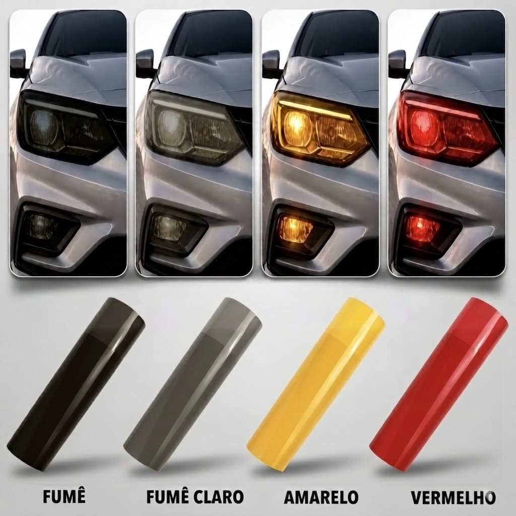 Adesivo Película Envelopamento Insulfilm Farol e Lanterna Carro Moto Janela Porta Vidro