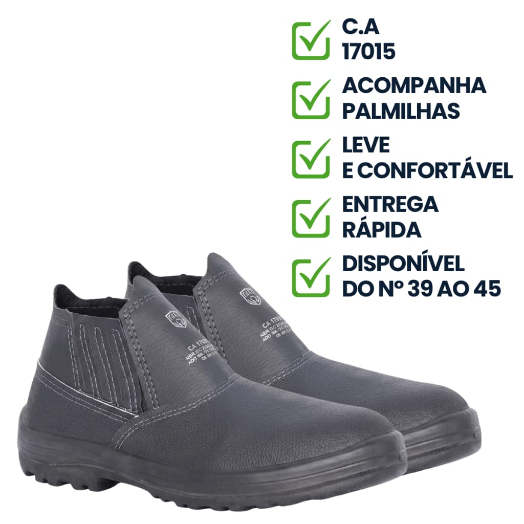 Botas de Segurança em Couro EPI com CA Bico De Plástico e Palmilha Bota Masculina Trabalho Pedreiro
