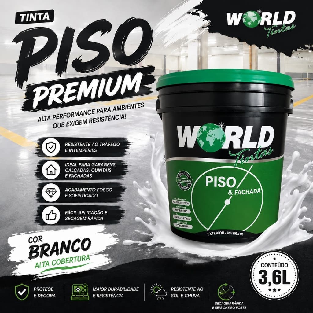 Tinta Piso Branca 3,6L Premium Alta Resistência Para Garagem Calçada Área Externa e Interna