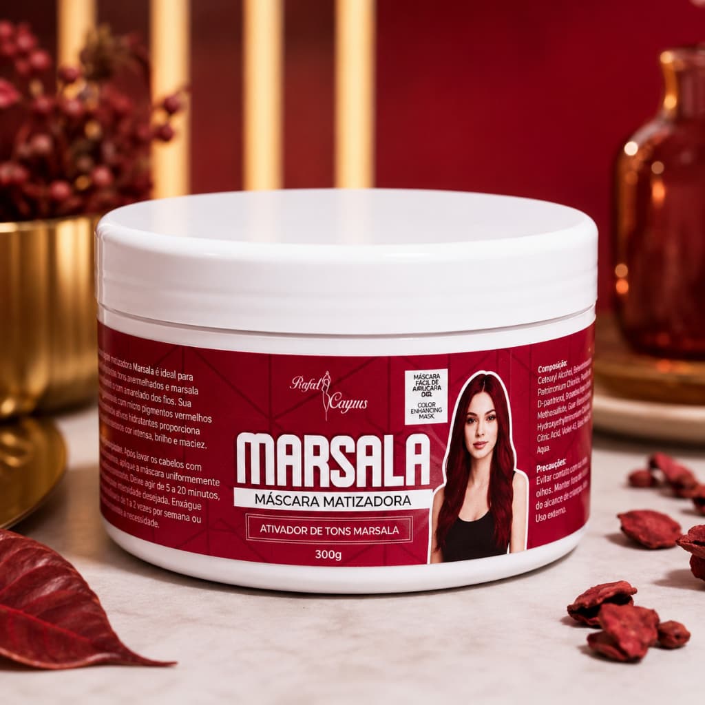 Máscara Matizadora Marsala 300g – Intensifica Tons Marsala e Vermelhos e Hidrata