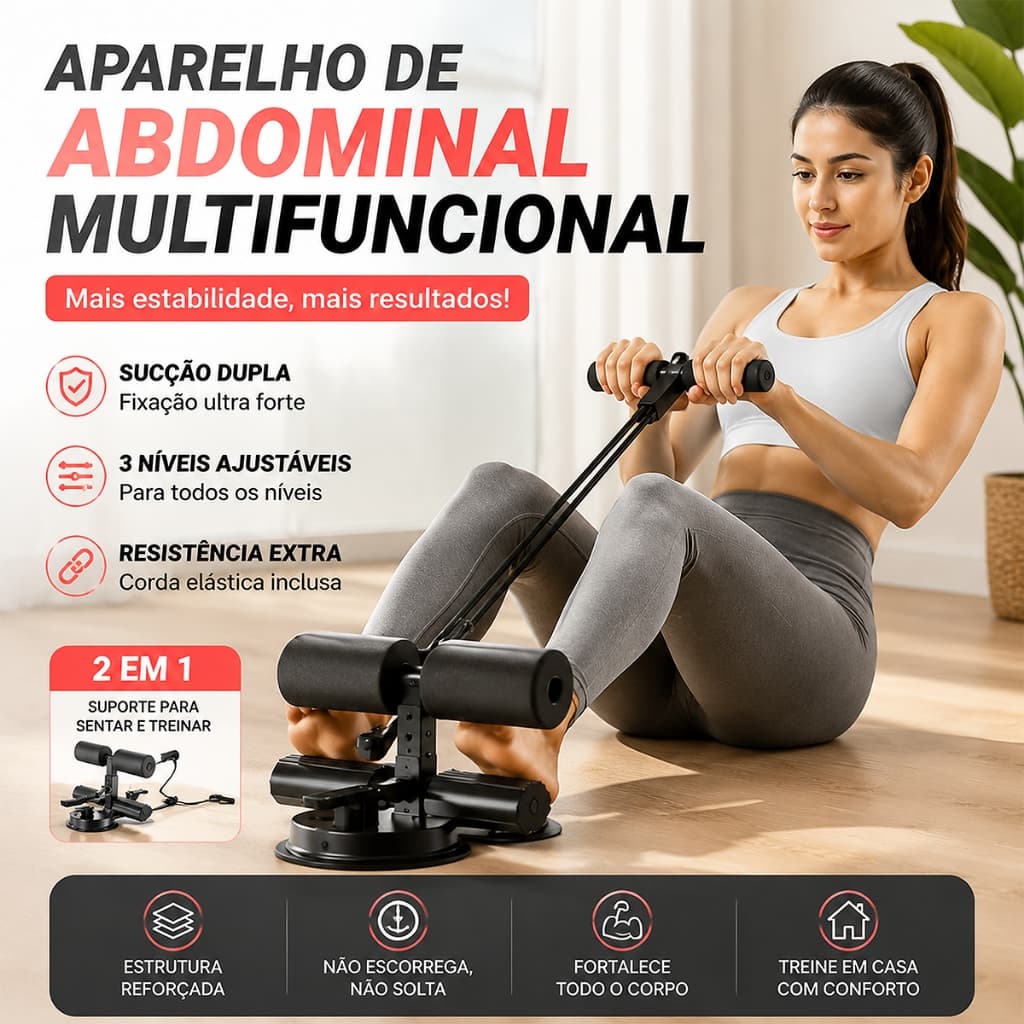 Aparelho Abdominal Ventosa Unissex Fitness Auxiliar Equipamento Treino em Casa Dispositivo Pé Fixo