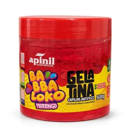 GELATINA CAPILAR MORANGO BABBALOKO PARA CACHOS DEFINICAO PERFEITA 500GR APINIL