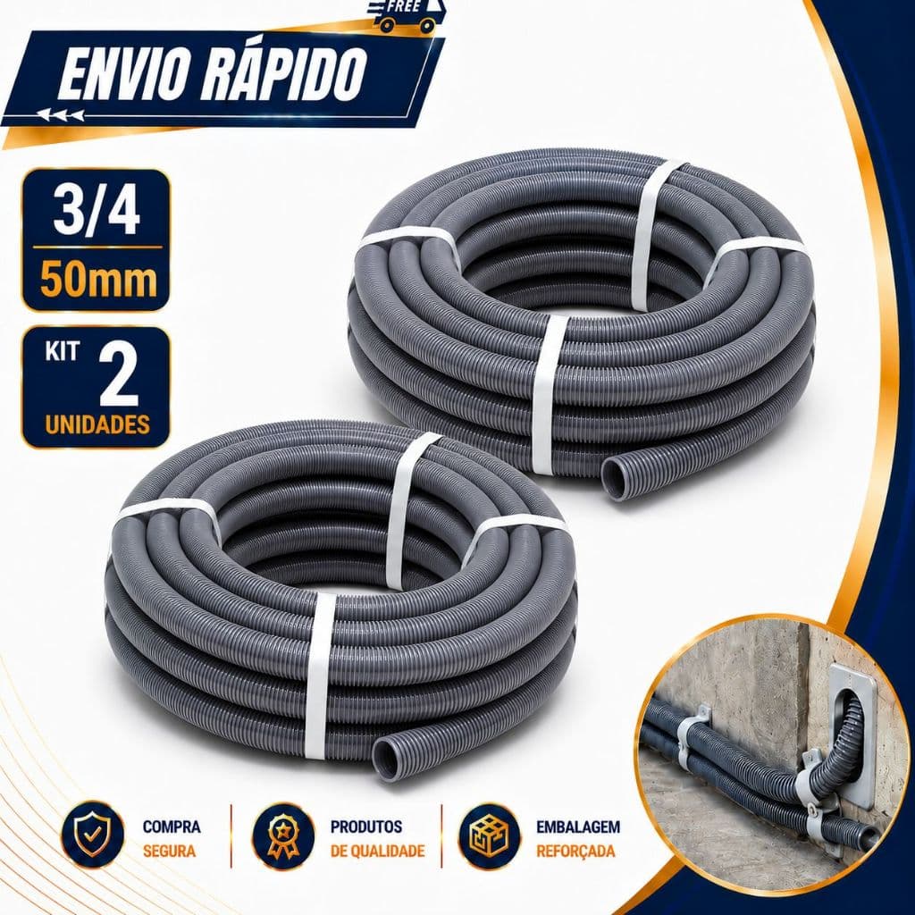 2 Rolos Conduite Eletroduto 3/4 50 Metros Cinza - 2 Rolos