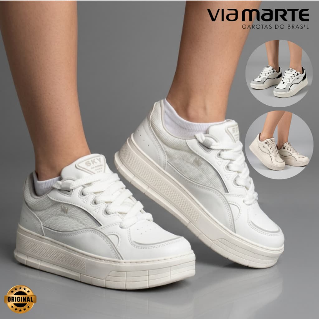Tênis Via Marte Feminino Plataforma Casual Confortável Antiderrapante Moda Urbana Original