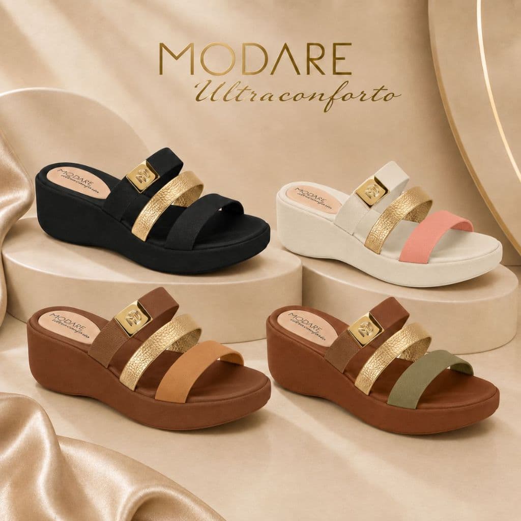 Sandália Feminina Modare UltraconfortoTamanco Plataforma Casual Ortopédico Macio Original