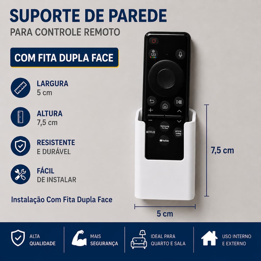 Suporte de Parede Para Controle Remoto Tv Organizador Sala Quarto Moderno