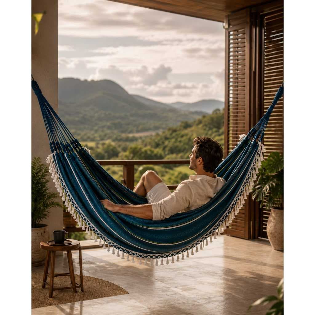 Rede de Dormir Premium com Franjas Decorativas | Rede Artesanal Super Resistente