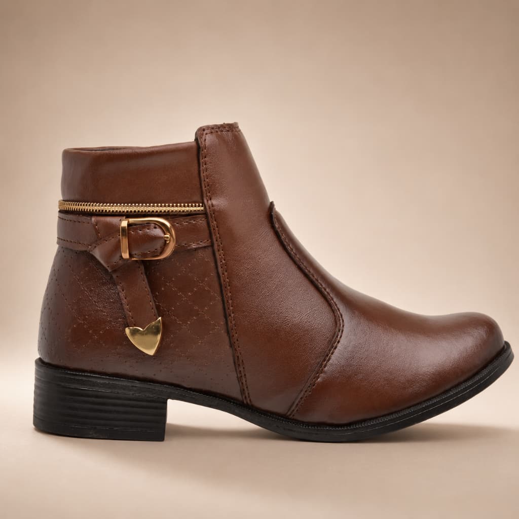 Bota Casual Feminina Cano Curto | Coturno Feminino com Zíper Lateral