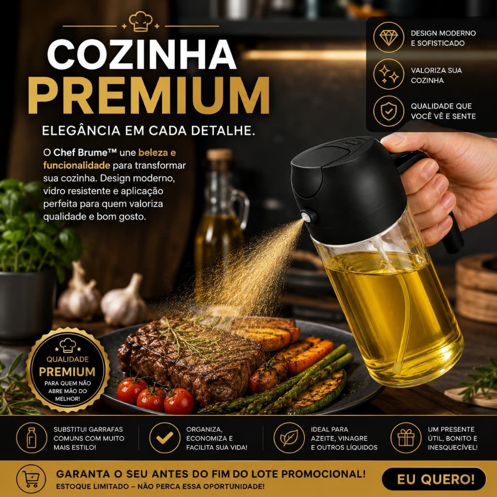 Galheteiro Spray de Vidro 470ml com Borrifador e Dosador para Azeite, Vinagre e Óleo Cores Sortidas