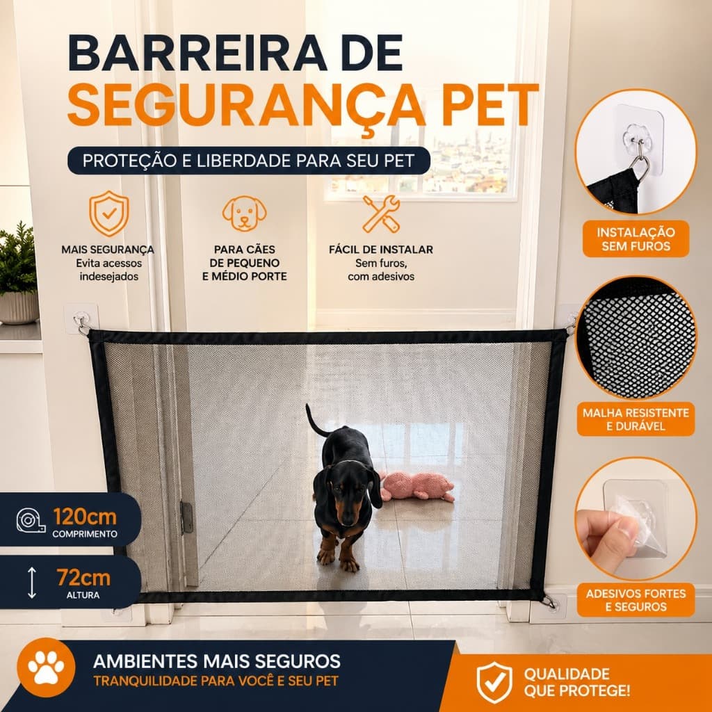 Tela de Proteção Anti-pulo para Pets ou bebês 120x72cm Barreira Separador de Proteção