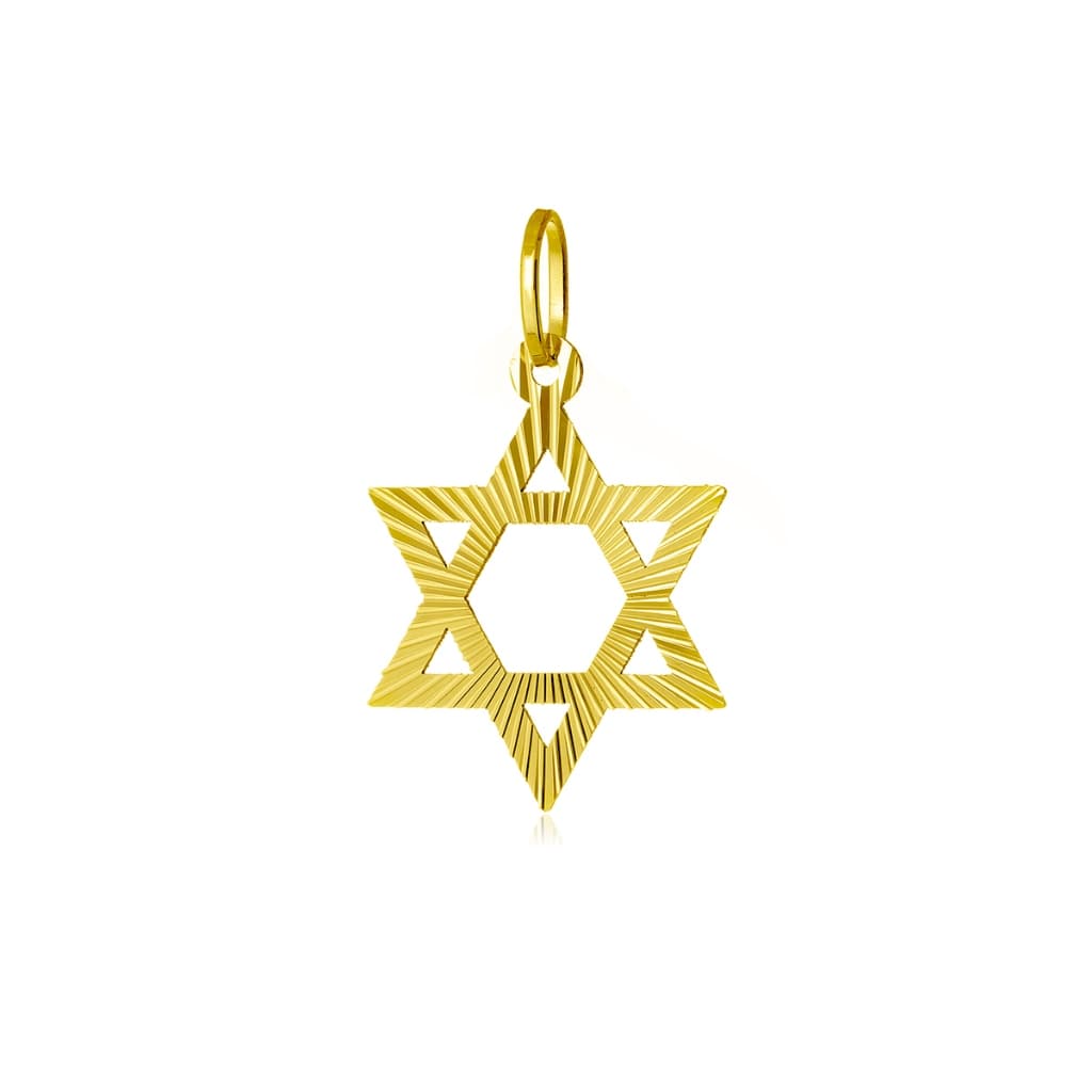 Pingente Estrela de Davi Diamantada Ouro 18k 17mm Unissex